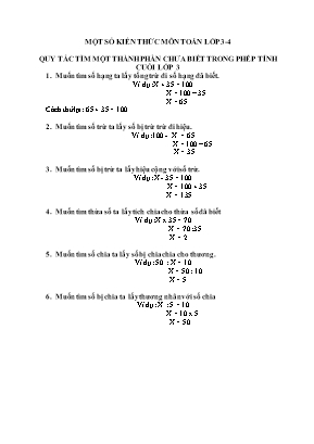 Một số kiến thức môn Toán Lớp 3+4